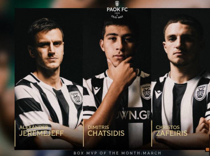 ΠΑΟΚ: Τρεις οι… υποψηφιότητες για τον μήνα Μάρτιο